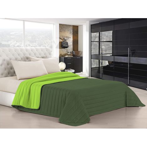 Italian Bed Linen Elegant Trapuntino Estivo, Microfibra, Scuro/Verde Mela, Singolo (1/4)
