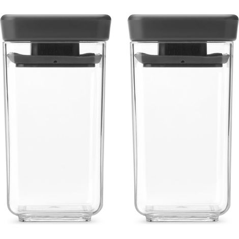 Set de mini-récipients empilables TASTY+ Contenants hermétiques pour épices et herbes 2 récipients de 0,15 L en plastique transparent sans BPA avec joint en silicone Dark Grey (1/5)