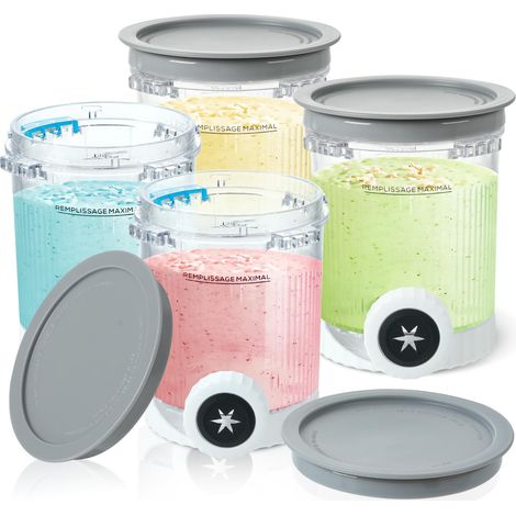 Lot de 4 récipients de rechange pour machines à crème glacée et à service doux, 473,6 g, pintes et couvercles compatibles avec la série NC700 NC701, sans BPA et passent au lave-vaisselle (1/5)