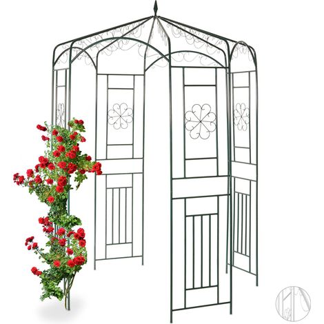 Relaxdays – Arche à rosiers en métal 250x160x160 cm – Treillis décoratif pour rosiers et plantes grimpantes – Résistant aux intempéries – Installation facile