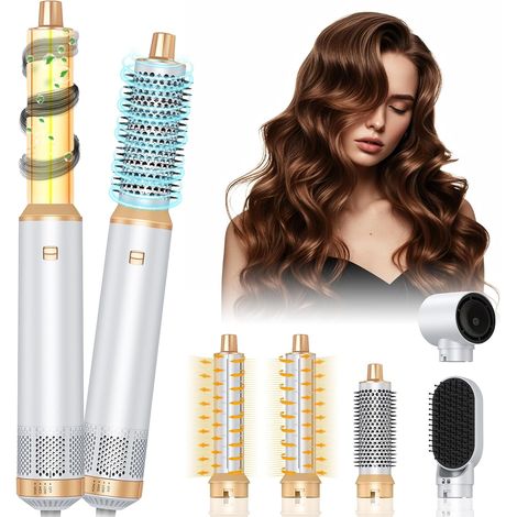 Cepillo alisador Air Styler, set 5 en 1 con rizador, iones negativos, cepillo alisador, secador de pelo con 5 accesorios, 3 temperaturas para rizar y dar volumen. (1/5)