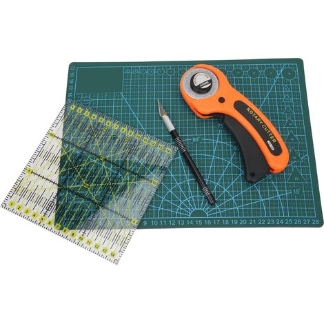 Rollschneider-Set, Lederschnitzwerkzeug-Pad, Schneide- und Graviermesser, Patchwork-Lineal-Kombination (1/5)