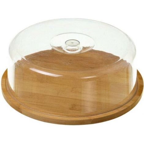 Plateau Fromage Bambou Rond et Cloche Acrylique (1/4)