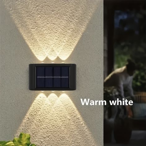 Lot de 8 Appliques Murales Solaires – 6 LED, Lumière Chaude. Éclairage Extérieur IP65. Pour Clôture/Garage. (1/5)