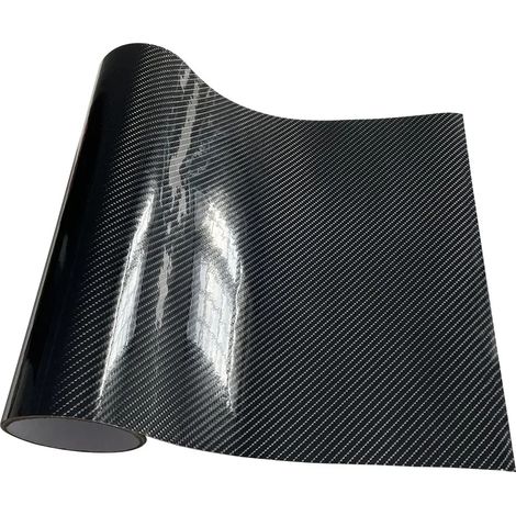 Film adhésif vinyle imitation fibre de carbone 3D (6D Noir Carbone - 50 cm x 150 cm) - Noir brillant, Noir mat - Autocollant pour voiture, console, ordinateur, ordinateur portable (1/4)