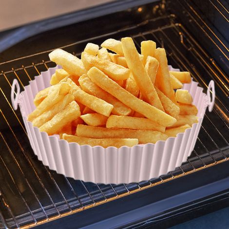 Cuvettes en silicone pour friteuse à air chaud, panier de cuisson réutilisable en silicone résistant aux hautes températures, doublure en silicone de qualité alimentaire (1/5)