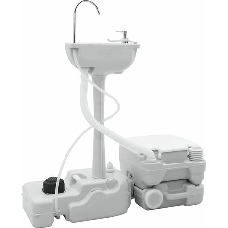 Kit de Toilettes de Camping 2 pcs Gris et blanc