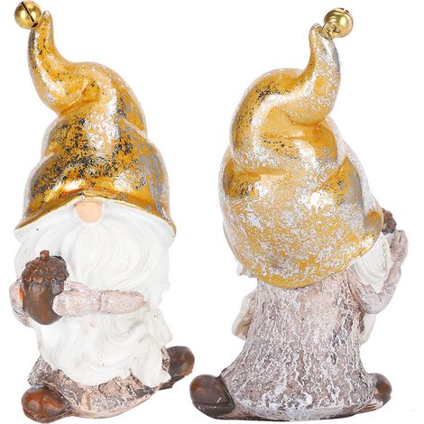 2Pcs figurines de Père Noël en résine blanche, décoration artisanale de barbe pour sapin de Noël, cadeau de forêt (1/5)
