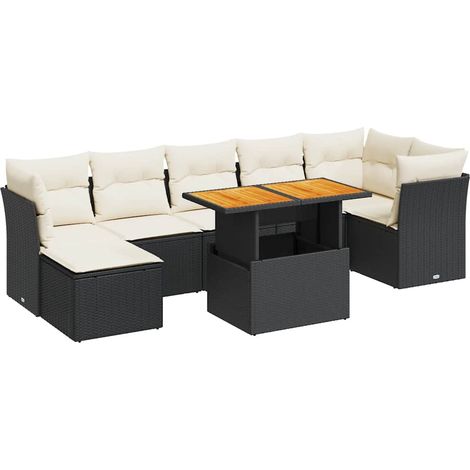 Set Divani da Giardino con Cuscini 8 pz Nero in Polyrattan vidaXL (1/5)