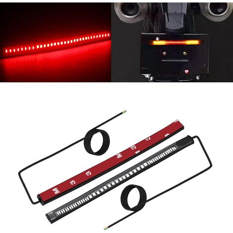 12v Moto Rouge Et Ambre D'ArrêT Courir Frein ArrièRe, Feu ArrièRe Feu De Clignotants Feux Stop Led Pour Moto Voiture VéLo, DRL Feu De Jour Led, Bande De LumièRe, Paquet De 2 (1/5)