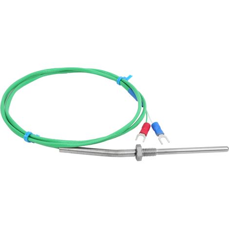Sonde thermocouple type K blindée M6, longueur 50mm, câble vert 1m pour mesure température 0‑200℃