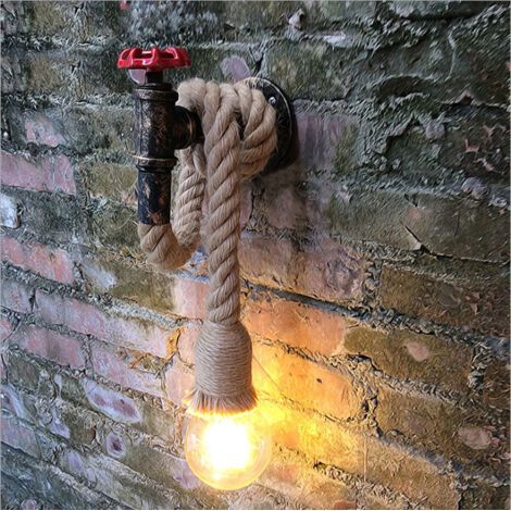 Applique murale Vintage en corde de chanvre applique murale industrielle idéal pour un Loft un couloir ou une chambre à coucher E27 luminaire ,110/220V (1/4)