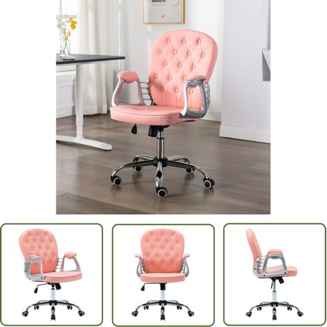 INLIFE Chaise de bureau pivotante Rose Similicuir (1/5)