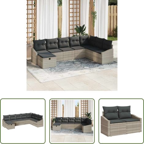 Canapé extérieur 8 personnes - Ensemble de canapé de jardin avec coussin 8 pcs polyrotin (1/5)