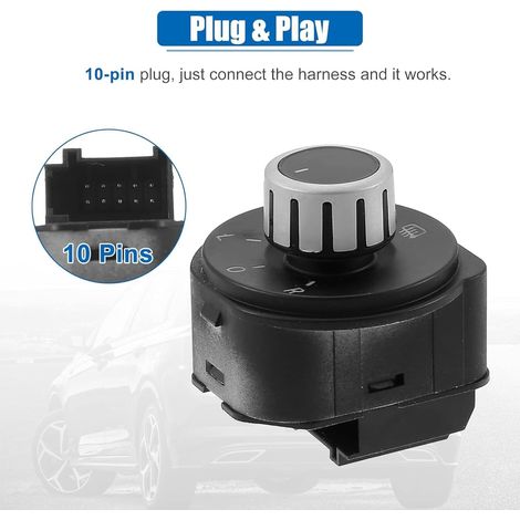 Suitable for Volkswagen POLO car rearview mirror control switch, rearview mirror adjustment knob switch 6RD959565B (1/4)