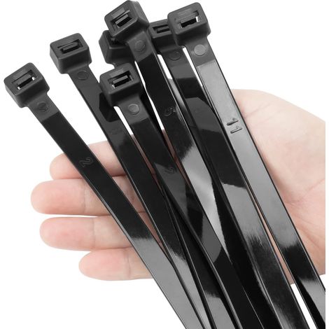 Attache de câble en nylon, 300 mm, noir, fermeture éclair, résistance à la traction de 114,0 kg, lot de 80, idéal pour la gestion des câbles (1/5)