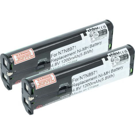 vhbw 2x Akku Ersatz für Motorola NNTN4190, NTN8657, NTN8970A, NNTN4190A, NNTN4190AR für Funkgerät, Walkie Talkie (1200 mAh, 4,8 V, NiMH)