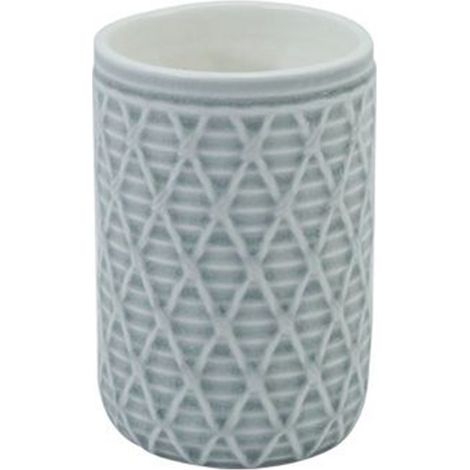 Cleafe - Bicchiere Porta Spazzolini Grigio Con Effetto Rete Accessorio Bagno Arredo 79279 - (1/2)
