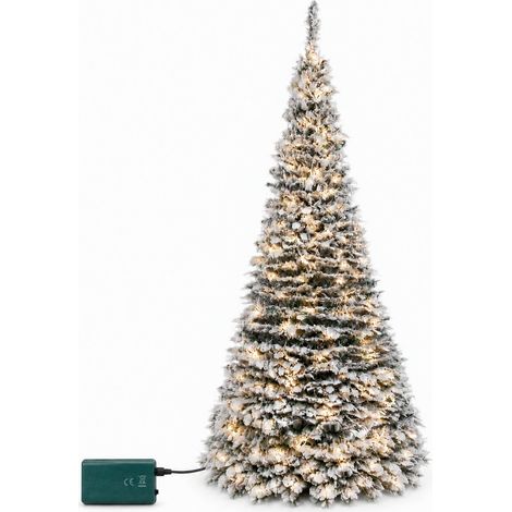 6FT Pre-Lit Green Pop Up Artificial Christmas Tree with Warm White LEDs & Metal Stand (1/5)