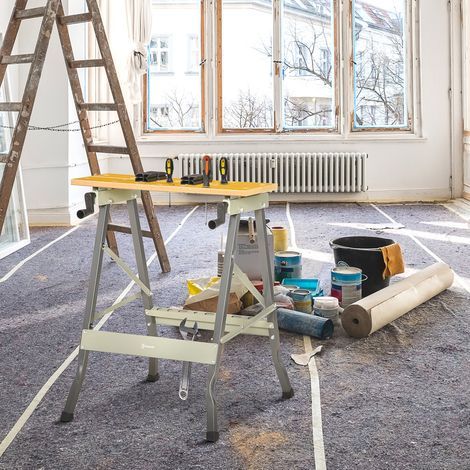 Klappbare Werkbank, klemmbare Werkbank mit 4 Klemmen, Arbeitstisch, Tragkraft 100 kg, 62,5 x 60,5 x 78,5 cm, grau (1/5)