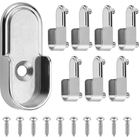 Support Tringle Ovale 8 Pièces Métal Chromé U 30x15mm pour Penderie (1/5)