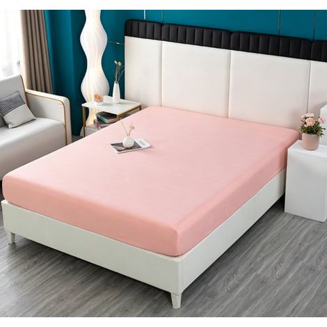 Drap-housse - 150 x 200 cm - Housse de matelas - Extra douce - Fibre de bambou - Alèse - Ajustement parfait - Extrêmement douce - Rose clair (1/2)