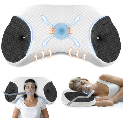 Oreiller CPAP pour Dormeurs sur Le Côté, Noir, 70x40x10/12.5cm (1/5)