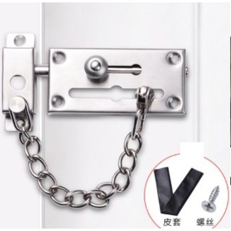 1 Pcs Chaîne de Porte en Acier Inoxydable Verrou de Sécurité Argent Anti-Vol Serrure Solide Glissière pour Maison Hôtel Protection Fiable pour Famille (1/4)