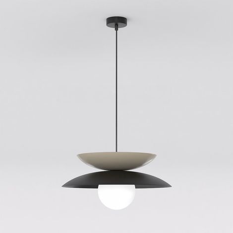 Lampada a sospensione Nagoya in acciaio nero e vetro