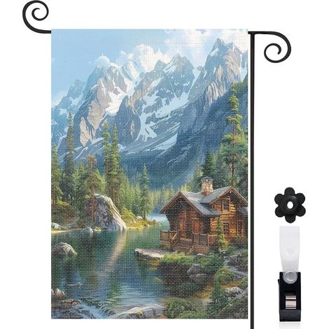 Drapeau de jardin extérieur décoration pour maison de campagne toile lavable double face 30 x 45 cm pour cour maison terrasse (1/5)