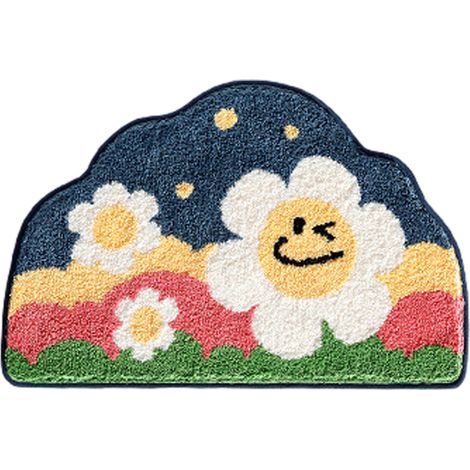 Tapis de bain mignon, absorbant et antidérapant, doux et lavable en machine, pour chambre, cuisine, salle de bain et toilettes, 4 pièces (1/5)