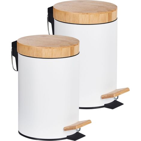 Tretmülleimer 2er Set 3 L ECOSMART Metall Weiß