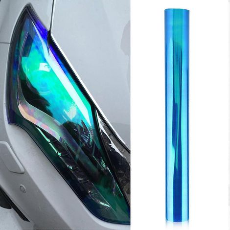 Film adhésif pour phares de voiture, brillant, coloré et lustré (30 x 120 cm, bleu foncé)
