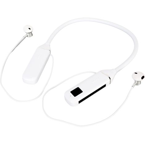 Casque Bluetooth LED avec affichage du niveau de batterie, de la mémoire et lecteur de carte oreillettes magnétiques rétroéclairées RGB blanc. (1/5)