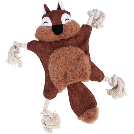 Jouet Sonore en Peluche à Mâcher Écureuil Marron et Chien Réduit L’Ennui, pour Chiot Chien de Compagnie (1/5)