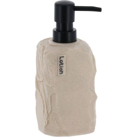 Distributeur a savon paola en polyresine carre effet pierre 400 ml - naturel - (1/2)