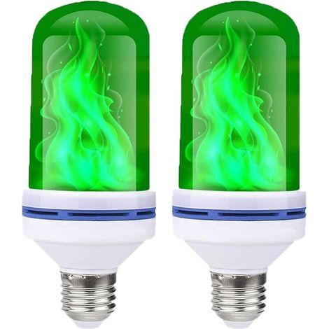 Lampadina LED E27 da 9W con effetto fiamma, 4 colori di illuminazione, sensore di gravità per decorazioni interne/esterne/bar/feste/Natale (verde x 2) (1/5)
