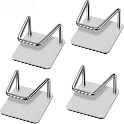 4 Pièces Porte Évier Éponge, Porte Éponge de Cuisine, Porte Éponge Adhésif, Crochet Évier Éponge, Sans Perçage Acier Inoxydable Étanche Porte-Évier Éponge pour Évier de Cuisine, Cuisine, Récure (1/4)
