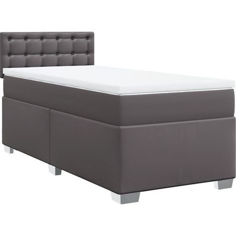 Maison Exclusive - Sommier à lattes de lit avec matelas Gris 90x190 cm Similicuir (1/5)