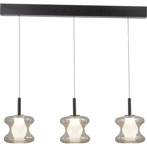 Suspension Led Frua 3 X 7 W 2550 Lm, Intensité Variable, Verre Borosilicate Et Métal - Couleur Cognac, Ip20, Classe 1, Ø 180 Mm (1/3)