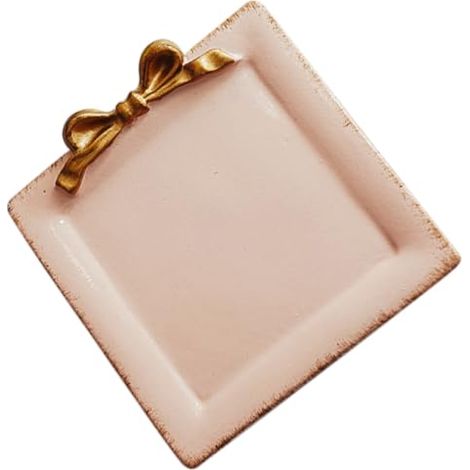 Plateau à Bijoux Vintage en Résine, Ornement de Bureau Rose Élégant (1/5)