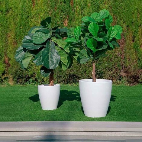 VIOLETA 40 Macetero Redondo y Moderno de Interior y Exterior Para Plantas y Flores Muy Resistente al Paso del Tiempo. Hecho de Polietileno en España - Blanco