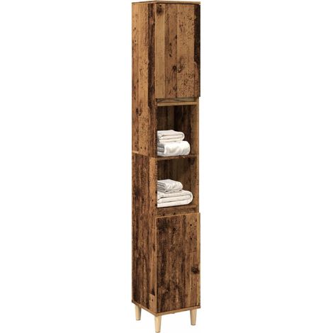 Badschrank Altholz-Optik 30x30x190 cm Holzwerkstoff