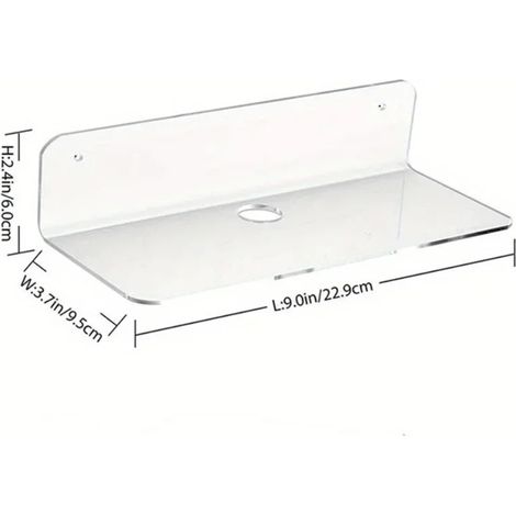 Étagère murale transparente en acrylique avec support pour horloge et haut-parleur, étagère flottante pour salon, chambre et salle de bain. (1/5)