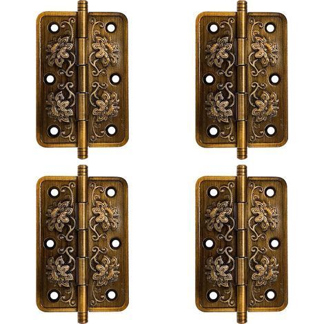 Charnières Antiques - Charniere Porte Placard Vintage - Charniere Decorative - Charnière Laiton Antique,Pour la décoration d'armoires,de portes en bois,de bibliothèques 4pcs (1/5)