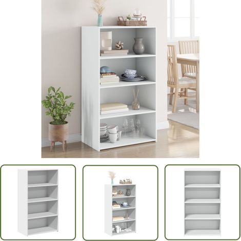 The Living Store Highboard Weiß 70x41x124 cm Holzwerkstoff - Schreibtisch - Regal - Wohnzimmer Dekoration - Aufbewahrungsschrank - Weißer Schrank (1/5)