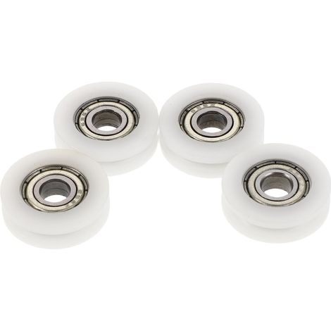Lot de 4 poulies à gorge en nylon 21 mm pour roulettes porte coulissante serre, fenêtre résistantes (1/5)
