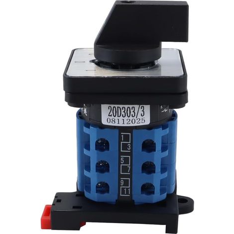 Commutateur de changement de vitesse arrière universel LW26-20D303 / 3, montage sur rail DIN 35 mm, 550 V 20 A ON-OFF-ON, 3 positions (1/5)