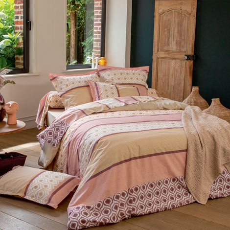 Housse de couette coton ethnique Rose 140x200cm
