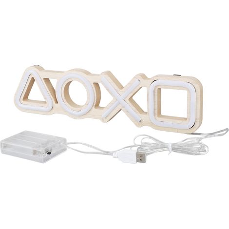 Ortviai Applique Murale en Néon LED pour PS5 – Panneau Luminé en Bois et PVC, Alimentation USB ou Piles, 34,5 x 8,5 cm, Rose (1/5)